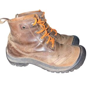 Keen Utility Women's Detroit Mid Work Boots Brown Leather Slip Resistant Sz 9